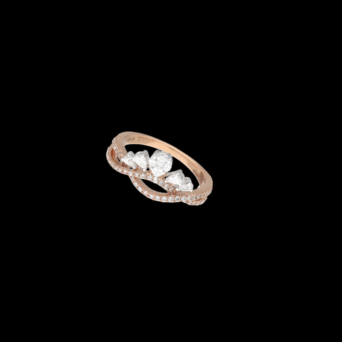 Lumina Ring in 14KT rose gold, a pear-shaped diamond cluster with a floating open pavé halo on a pavé band