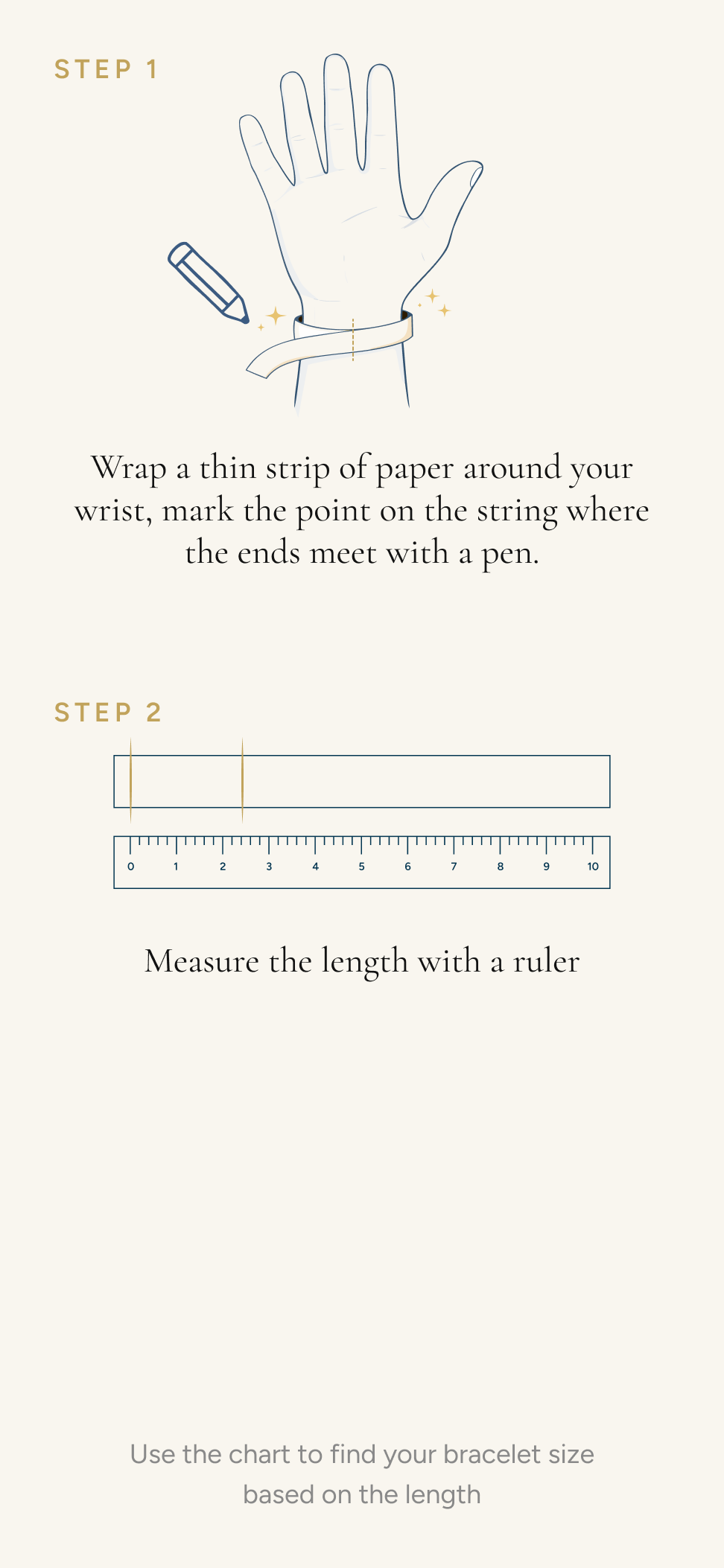 Illustration showing how to measure your wrist for a bracelet